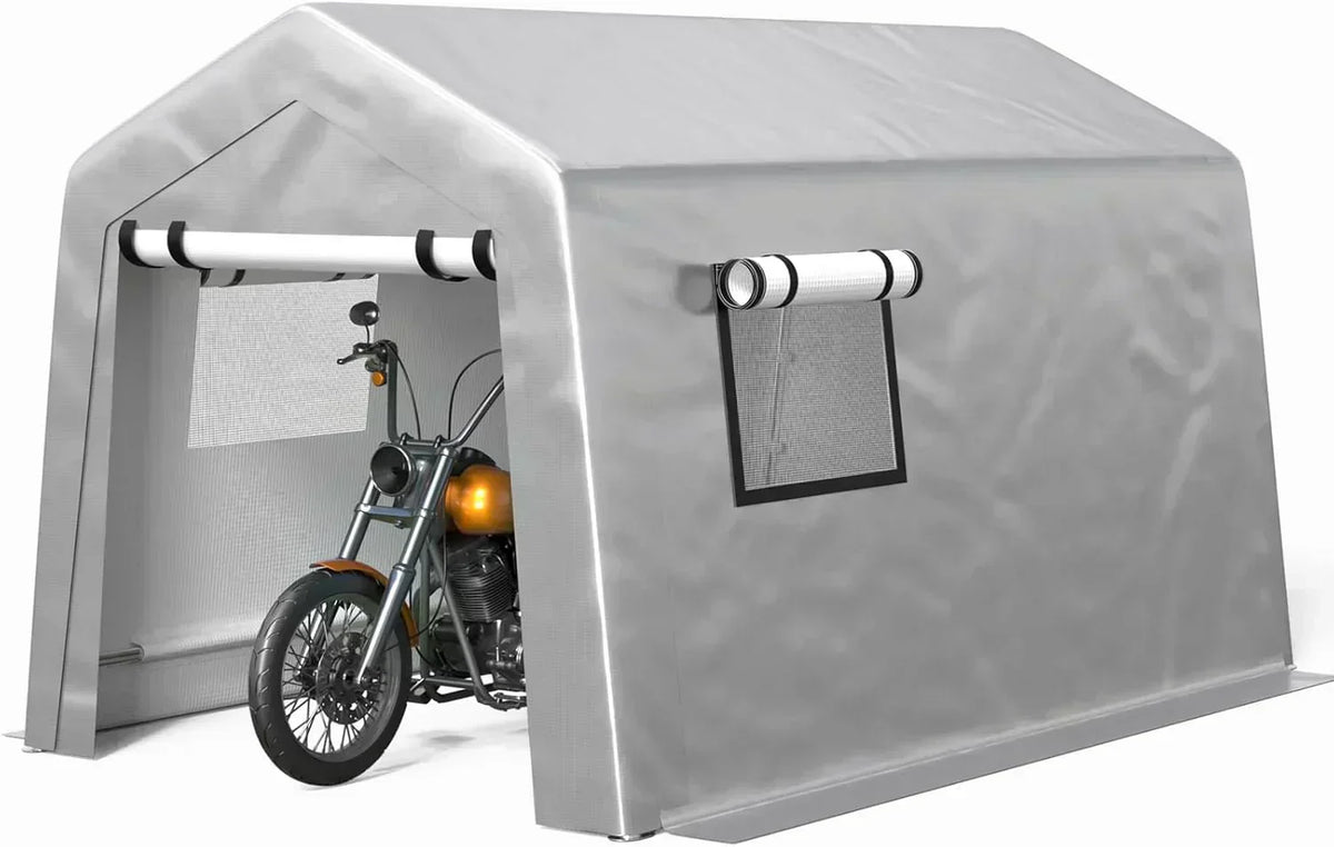 6x8 ft Heavy Duty Carport Tent Portable Garage Removable Side Walls Four Seasons Tarpaulin