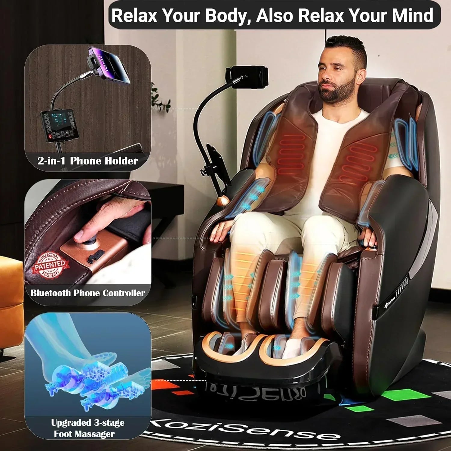 2025 Massage Chair Full Body Zero Gravity SL-Track Shiatsu Massage Recliner Chair with Heat
