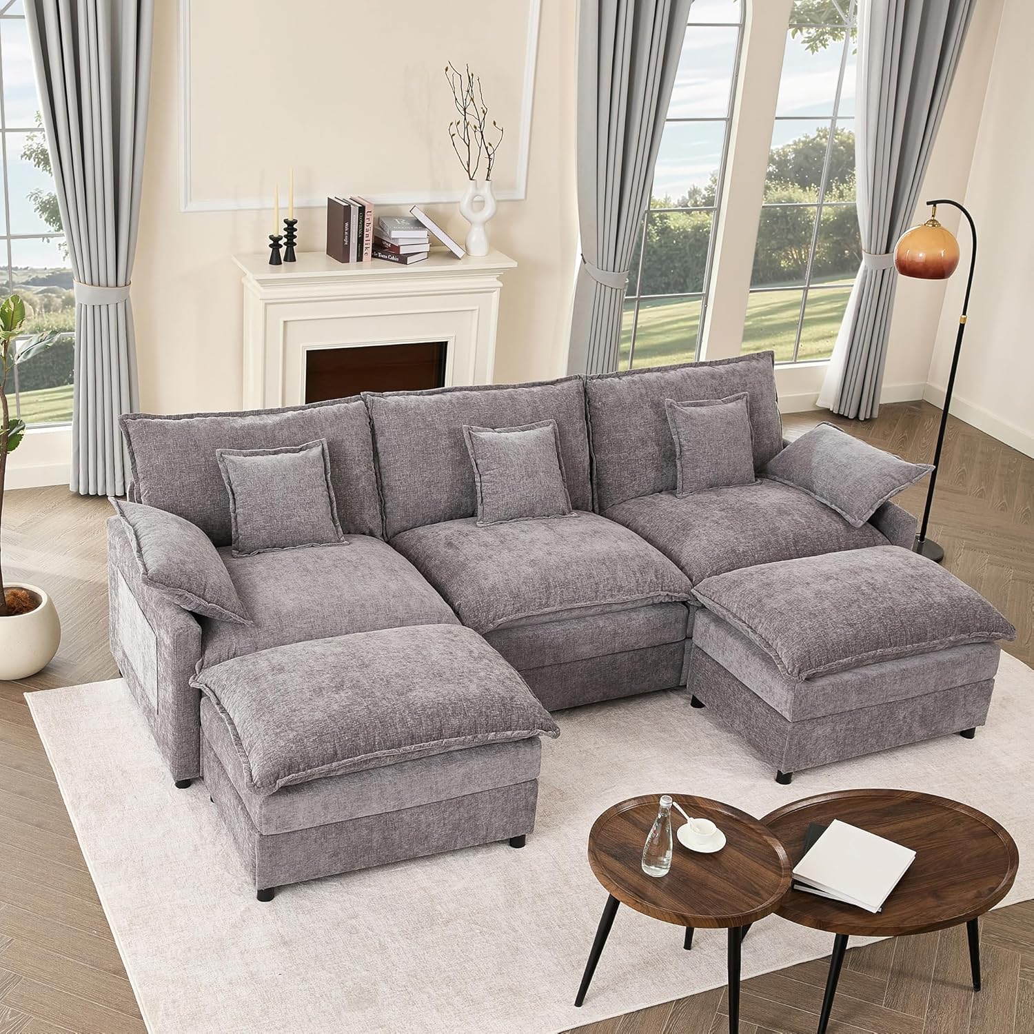 108 Inch U Shape Sofa Sectional Sofa Comfortable Cloud Sofa Living Room Deep Seat Sofa
