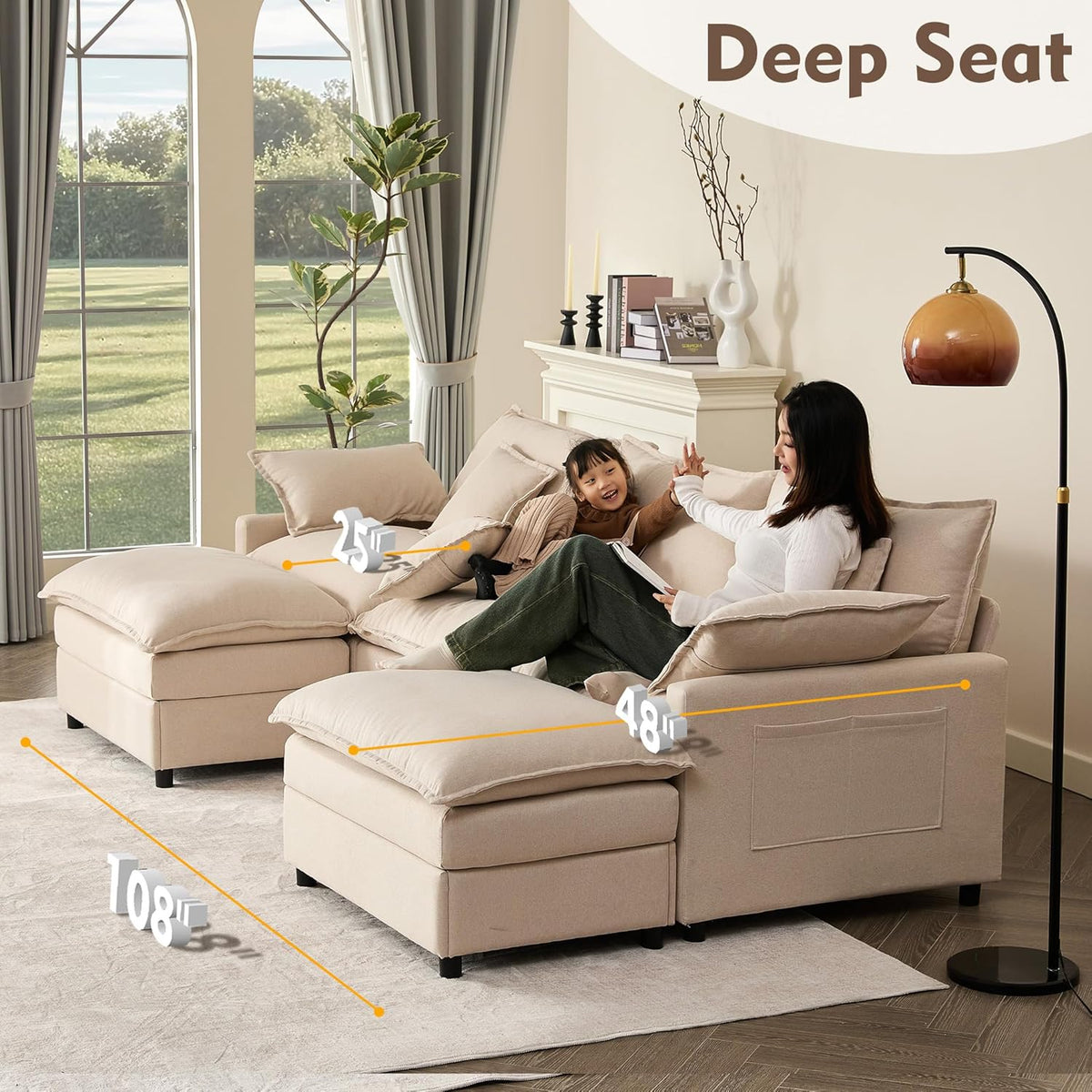 108 U-shaped sofa modular sofa Comfortable cloud sofa