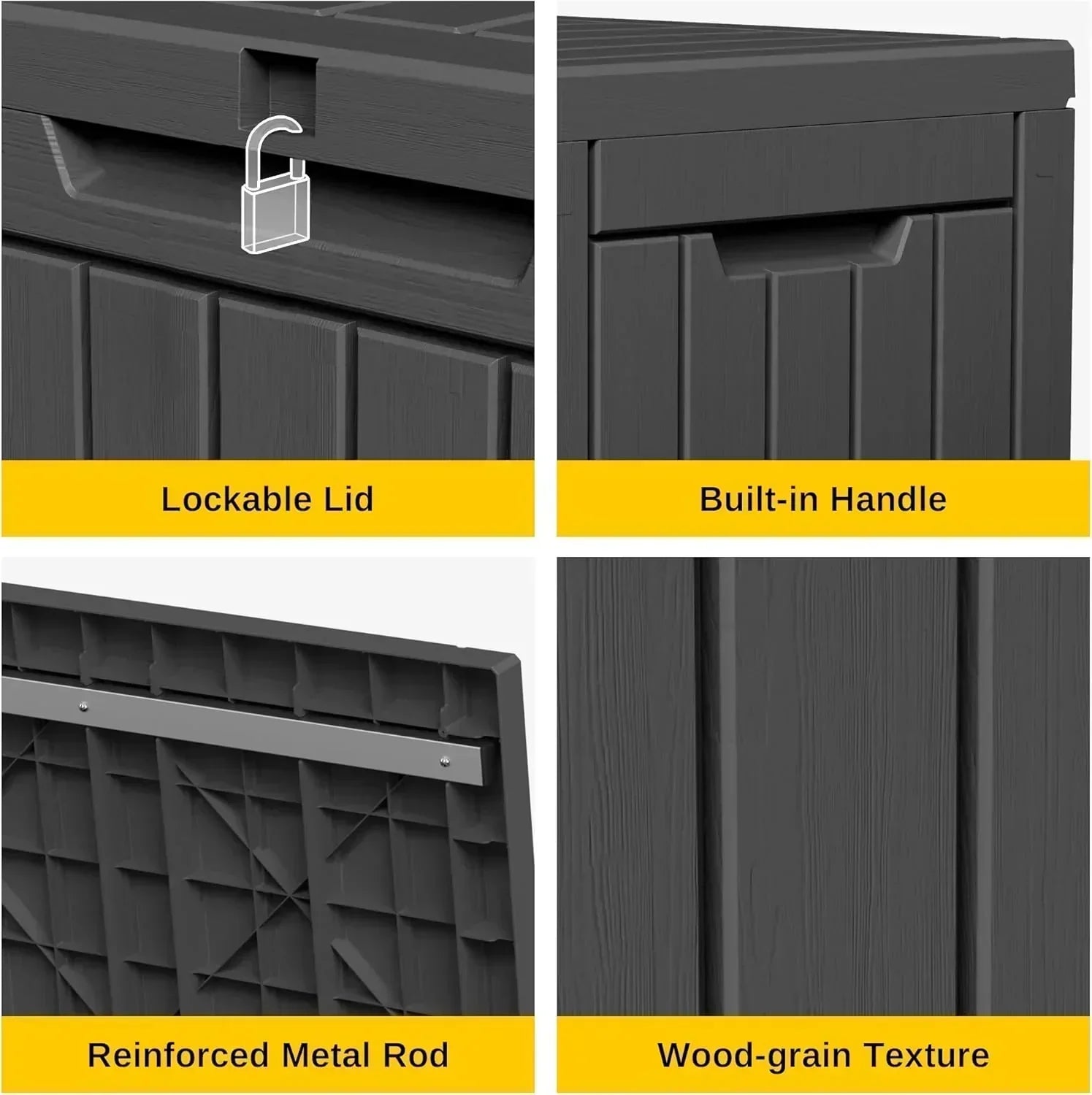 EAST OAK Outdoor Storage Box 60 Gallon Deck Box Indoor and Outdoor Use Waterproof Resin Storage