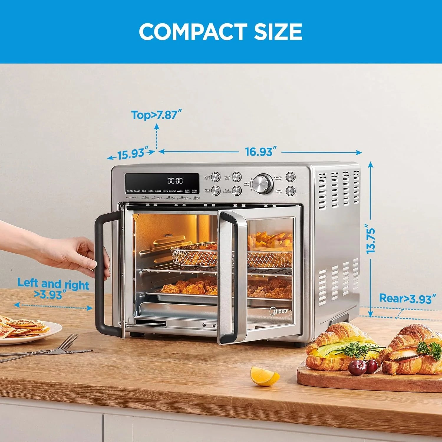 Midea Flexify French Door Toaster Oven Air Fryer Combo, 26.4 QT, Extra Large Air Fryer Countertop