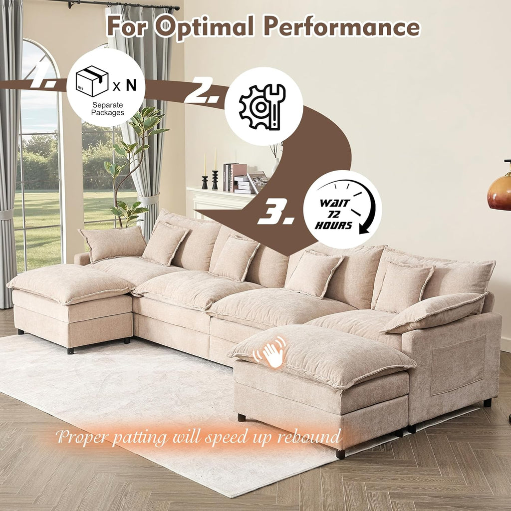 108 U-shaped sofa modular sofa three-seater comfortable cloud sofa