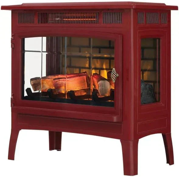 Freestanding Electric Fireplace Stove Heater with 3D Flame Effect for 1000 Sq. Ft