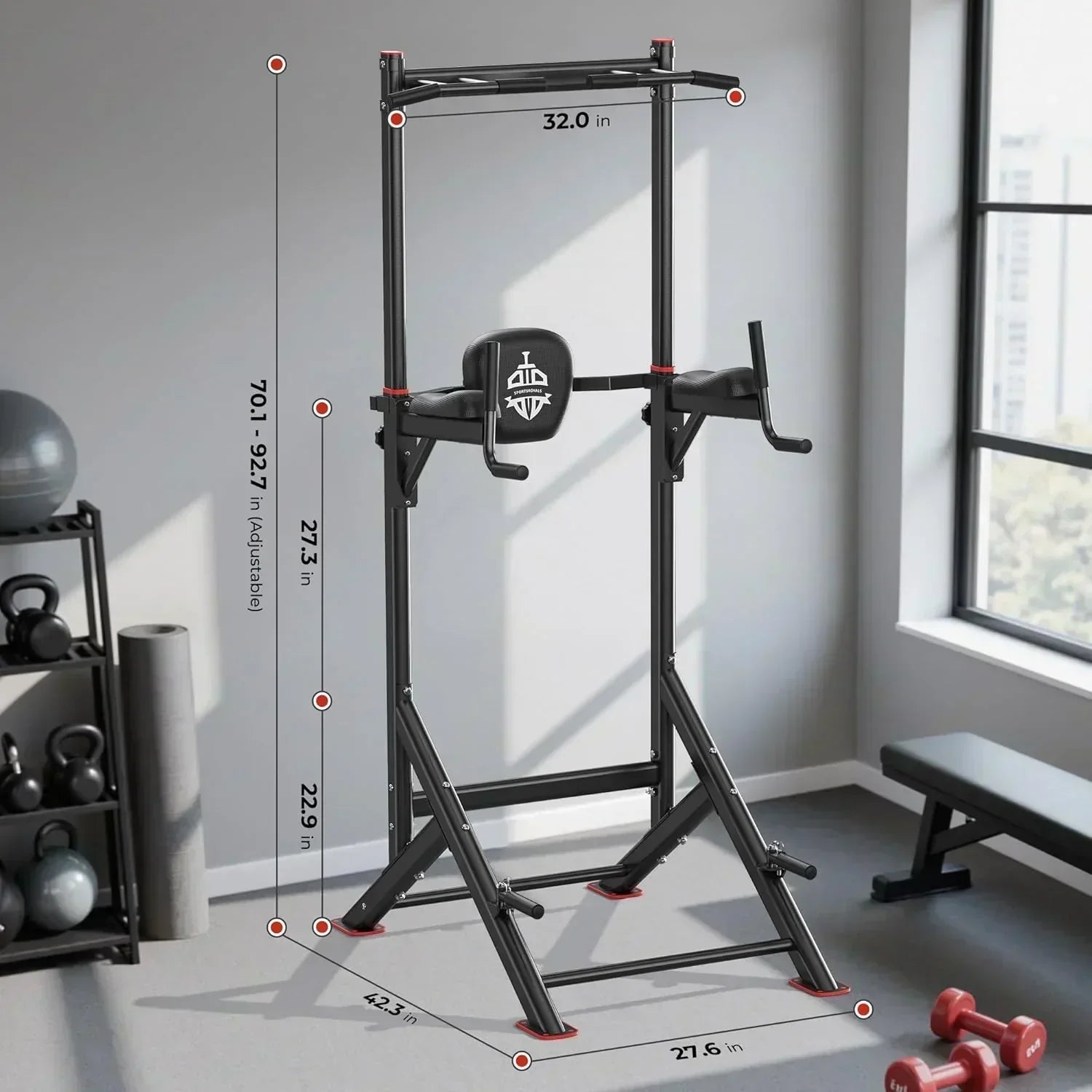 Sportsroyals Power Tower Pull Up Bar Station 450 lbs stable suspended immersion tilt station