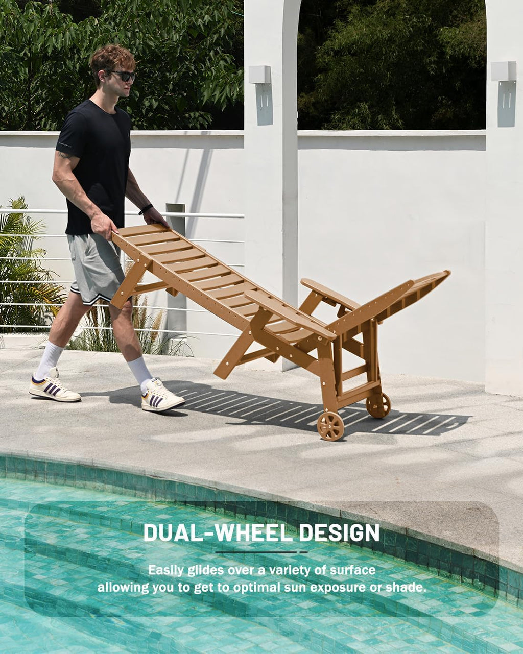 Lounge Chair Outdoor Chaise Lounge HDPE 6-Position Outdoor Chaise Lounge Patio Lounge Chair