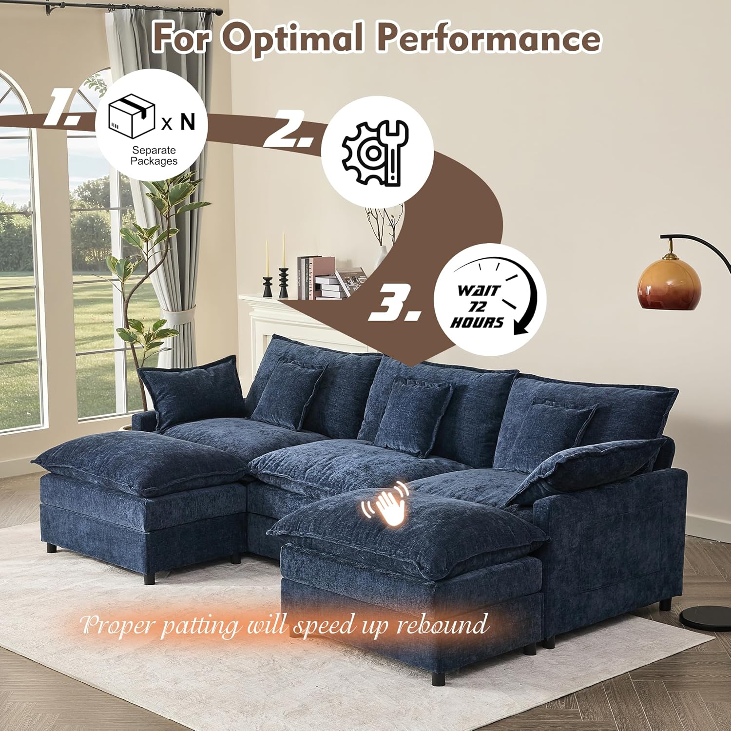 108 U-shaped sofa modular sofa three-seater comfortable cloud sofa