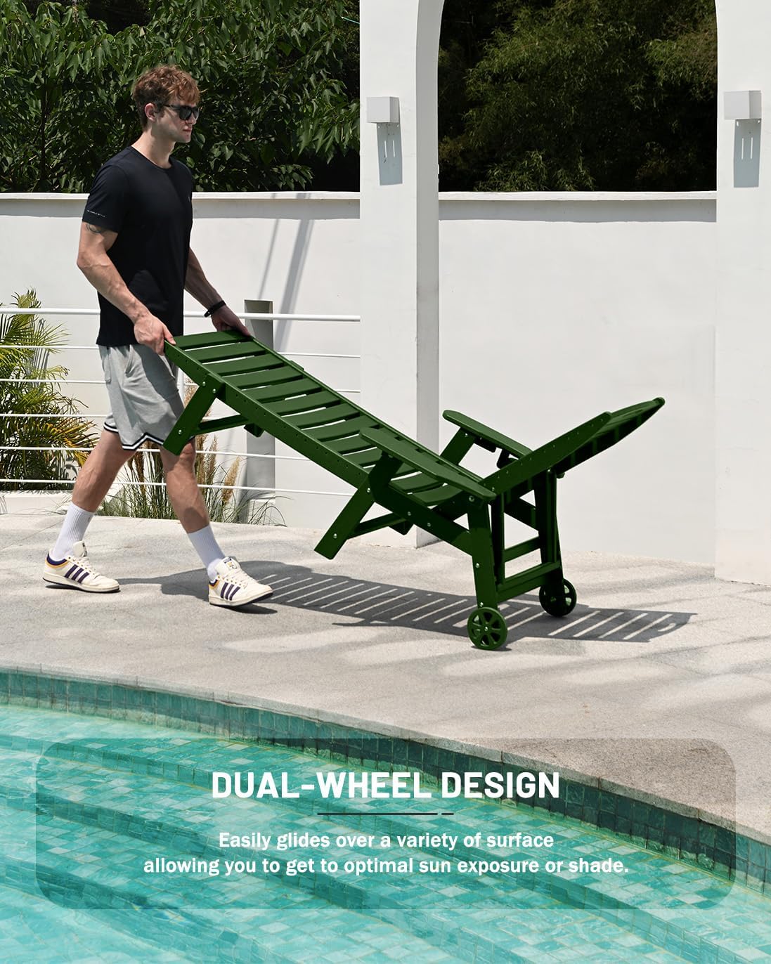 Lounge Chair Outdoor Chaise Lounge HDPE 6-Position Outdoor Chaise Lounge Patio Lounge Chair