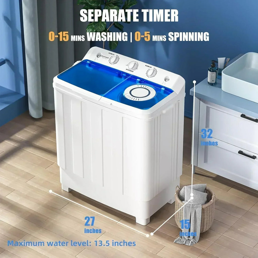 Auertech Portable Washing Machine 28lb Twin Tub Washing Machine Compact Washing Machine