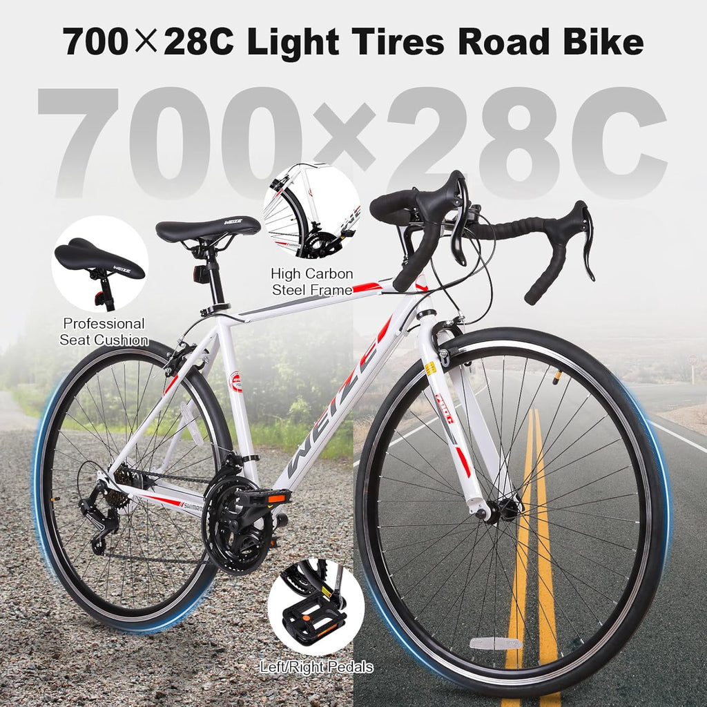 WEIZE Road Bike 700C Wheel City Commuter Bicycle Shimano 14 Speed Drop Bar Racing Adult Bike
