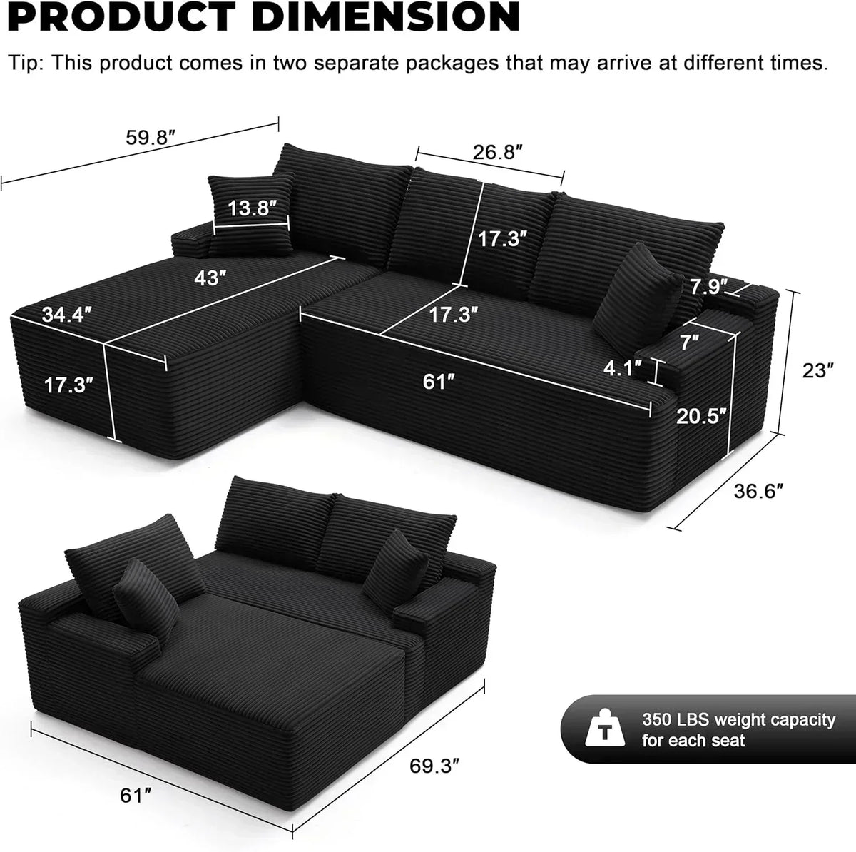 110-inch cloud sofa boneless sofa in the living room modular sofa with deep seats