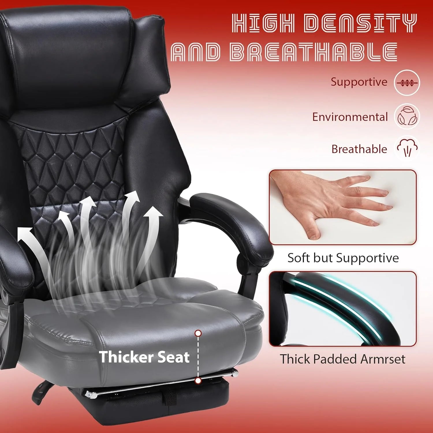 Massage Office Chair with Footrest 6 Point Vibration and Heating Home Executive Office Desk Chair