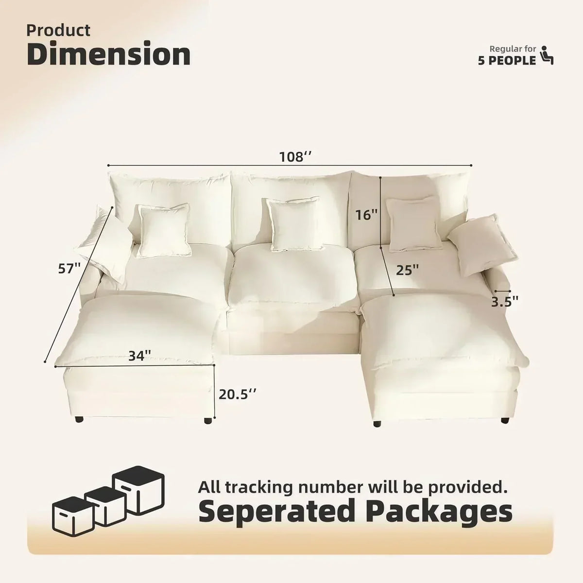 108 U-shaped sofa modular sofa Comfortable cloud sofa
