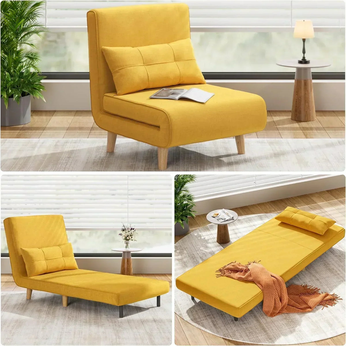 3-in-1 sleeper chair bed convertible chair bed futon sofa with adjustable backrest
