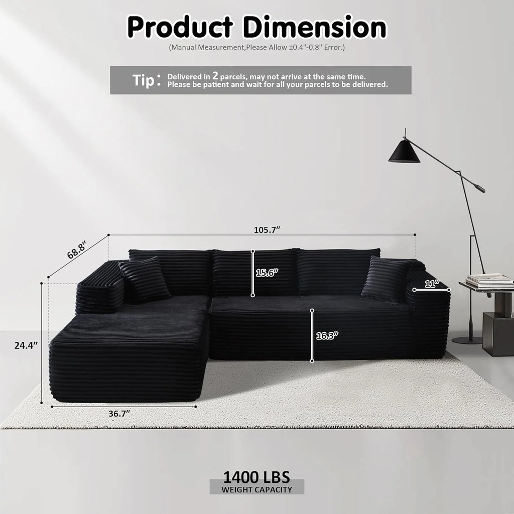 Ovios 104 Cloud Section Sofa L-shaped lounge chair, modern modular sofa