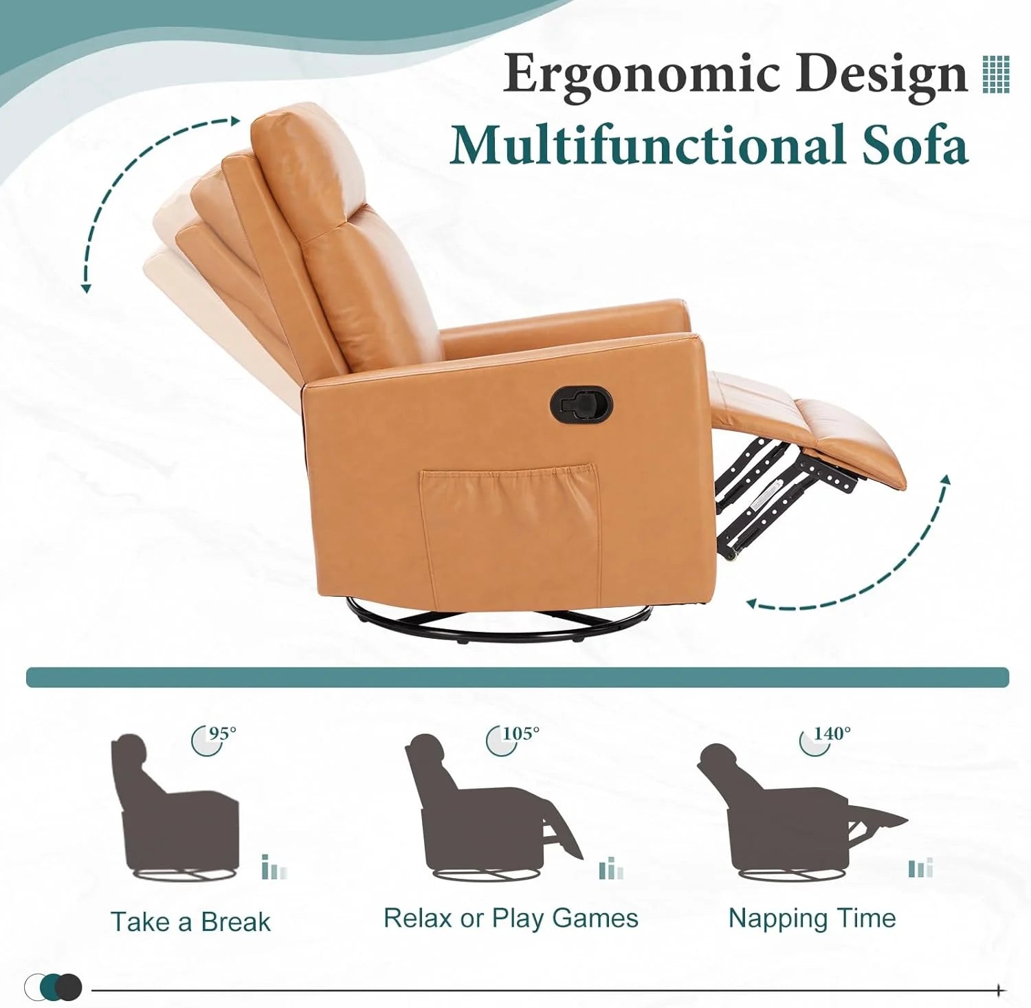 DUMOS Recliner Chair for Adults, Massage Reclining Chair for Living Room, Adjustable Home Theater Seating Single Sofa with Padded Seat Backrest and Footrest, Linen, Grey