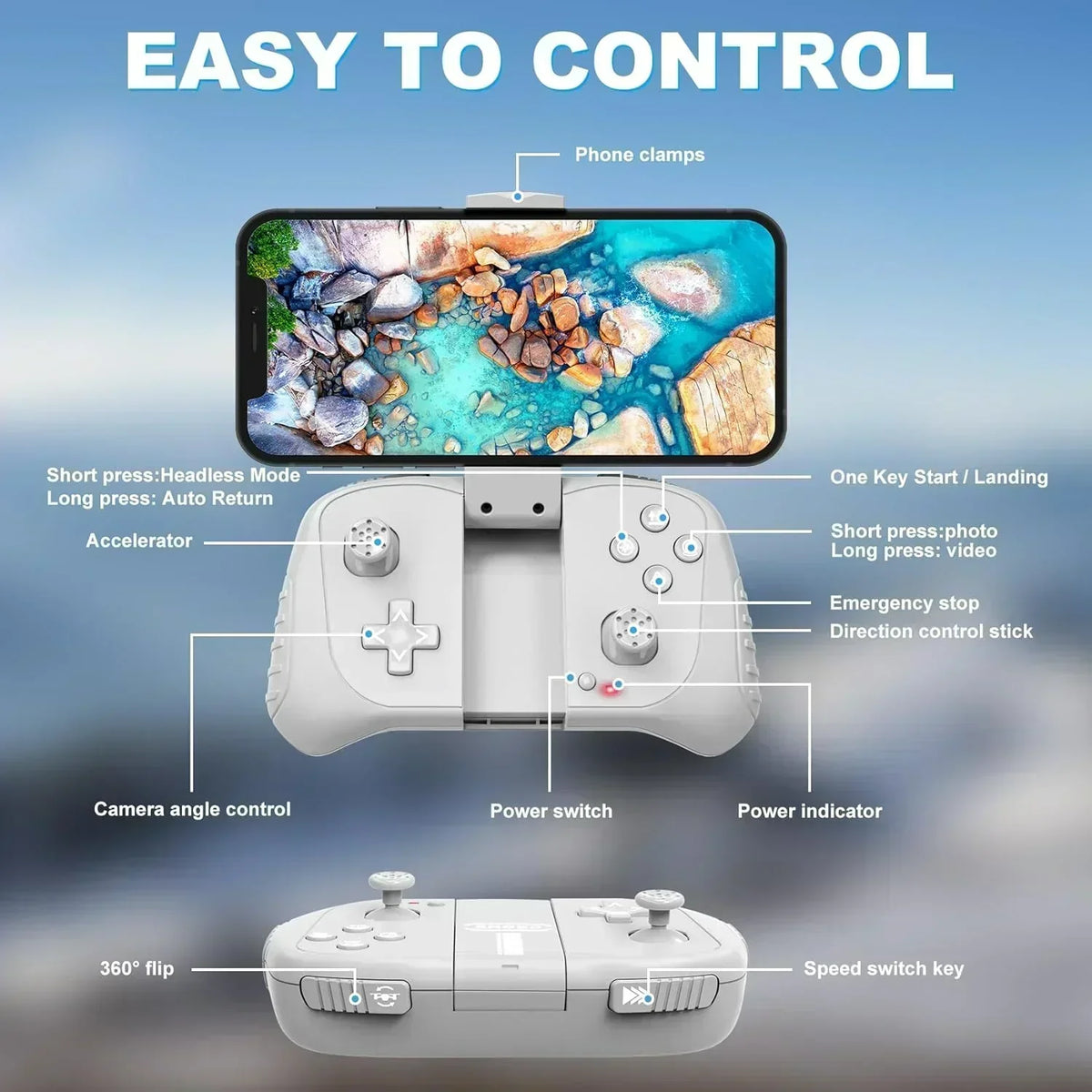 2K HD FPV Drone for Adults with Camera Altitude Hold Foldable and Portable