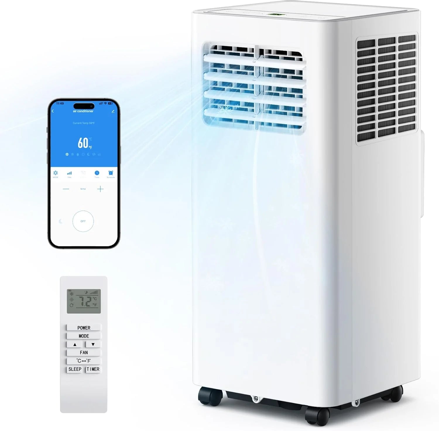 EUHOMY 8000 Btu Portable Air Conditioners, 3 in 1 Portable AC with Cool, Dry, Fan Modes, Quiet Air Conditioners with 24H Timer & Sleep Modes, with Remote, for Bedroom, Apartments up to 350 Sq.Ft