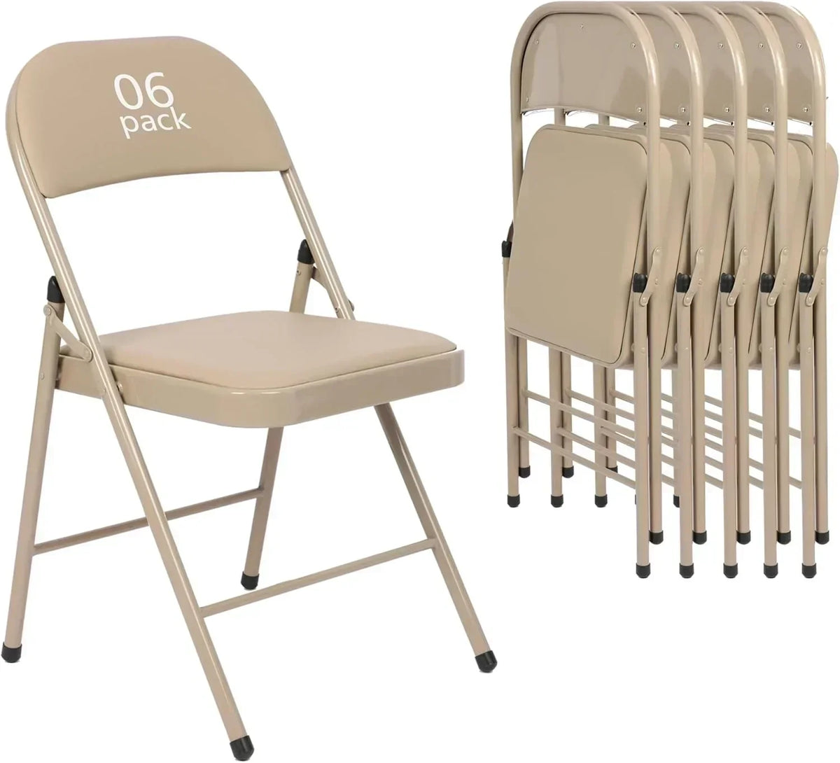 6 Pack Black Folding Chairs with Leather Chairs Events Office Wedding Party Upholstered Chairs