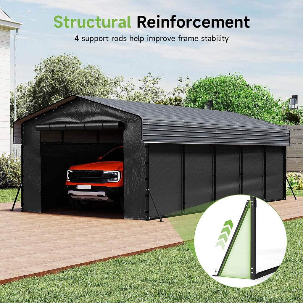 10'x15' Heavy Duty Metal Carport Outdoor Garage Car Shelter Shade with Heavier Frame