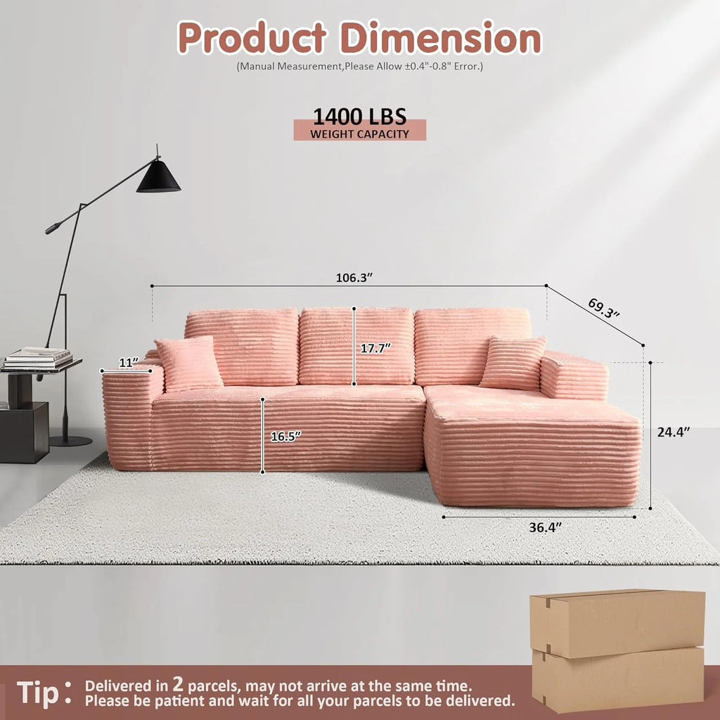 Ovios 104 Cloud Section Sofa L-shaped lounge chair, modern modular sofa