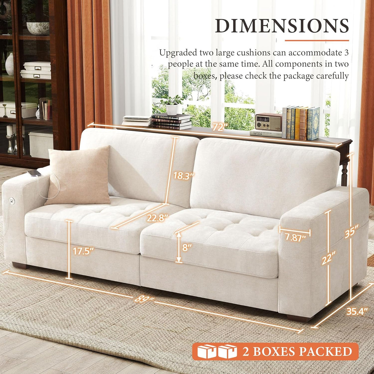 111.4 Inch L Shaped Modern Sofa Modular Cloud Sofa with Ottoman 4 Seater Chenille Deep Seat Sofa