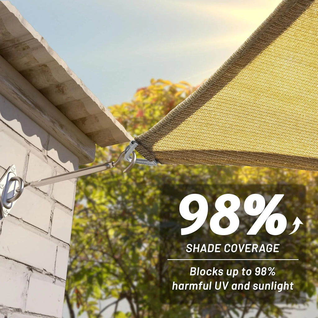 ShadeMart Heavy Duty 12' x 16' Beige Sun Shade Rectangle Pro Ring Shade Sail, 260 GSM Commercial Grade UPF50 Sunshade, Reinforced Corners & Edges - 5 Years Warranty (We Make Custom Size)