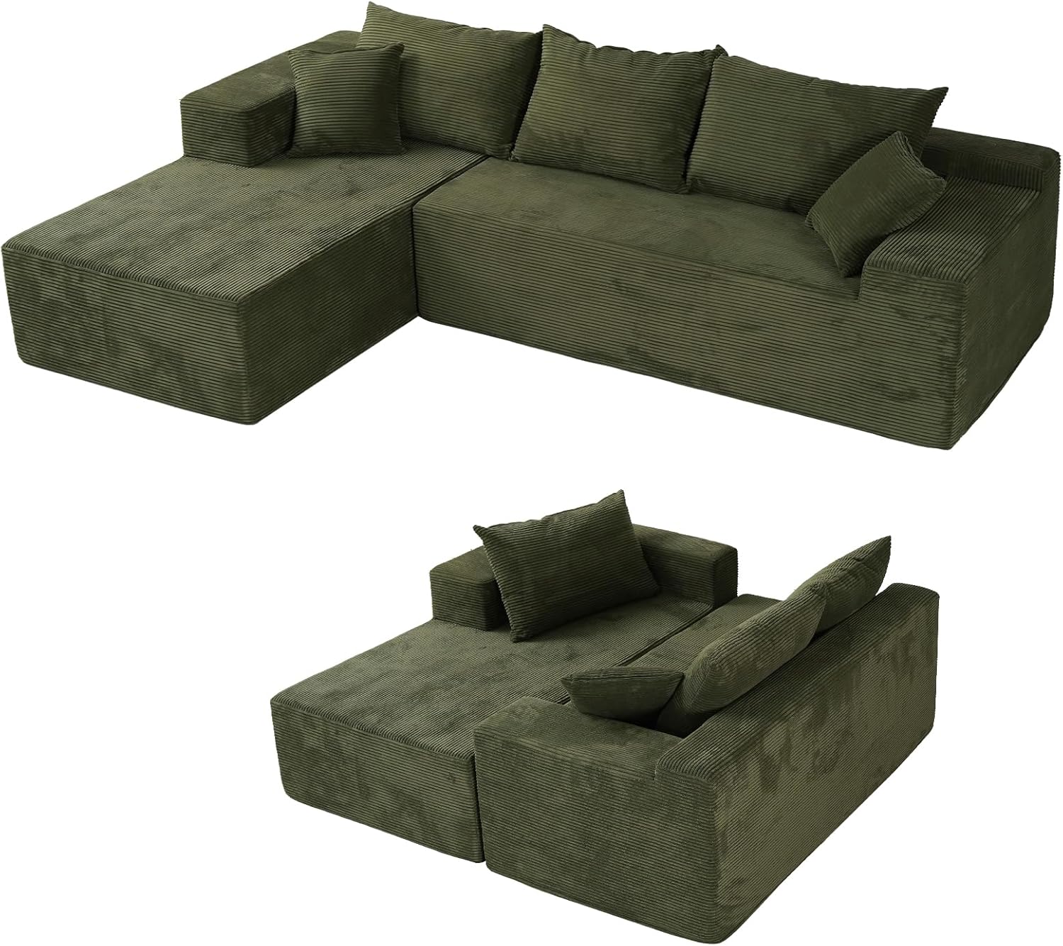 Cloud sofa with L-shaped lounge chair modern modular sofa with deep seats