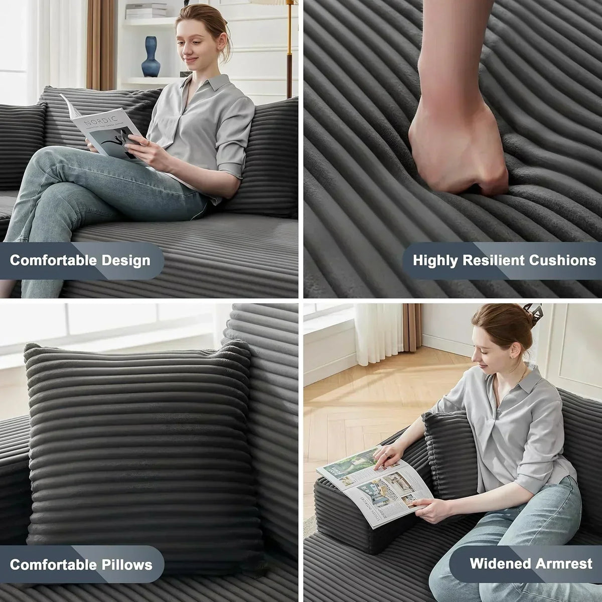 110-inch cloud sofa boneless sofa in the living room modular sofa with deep seats