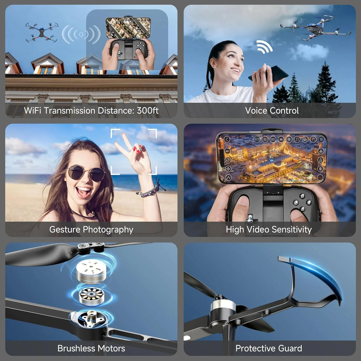Adult drone with camera, 4K brushless motor drone, suitable for children beginners, FPV foldable remote control quadcopter