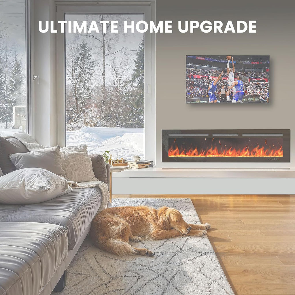 50 Smart Electric Fireplace 5300 BTU Heat Output Wall-Mount Built-In Electric Fireplace