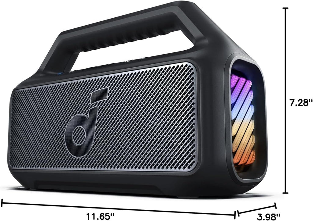 Outdoor Speaker, 80W, Subwoofer, BassUp 2.0, 24H Playtime, IPX7 Waterproof, Floatable, RGB Lights, USB-C, Custom EQ, Bluetooth 5.3, Portable for Camping, Beach, and Backyard