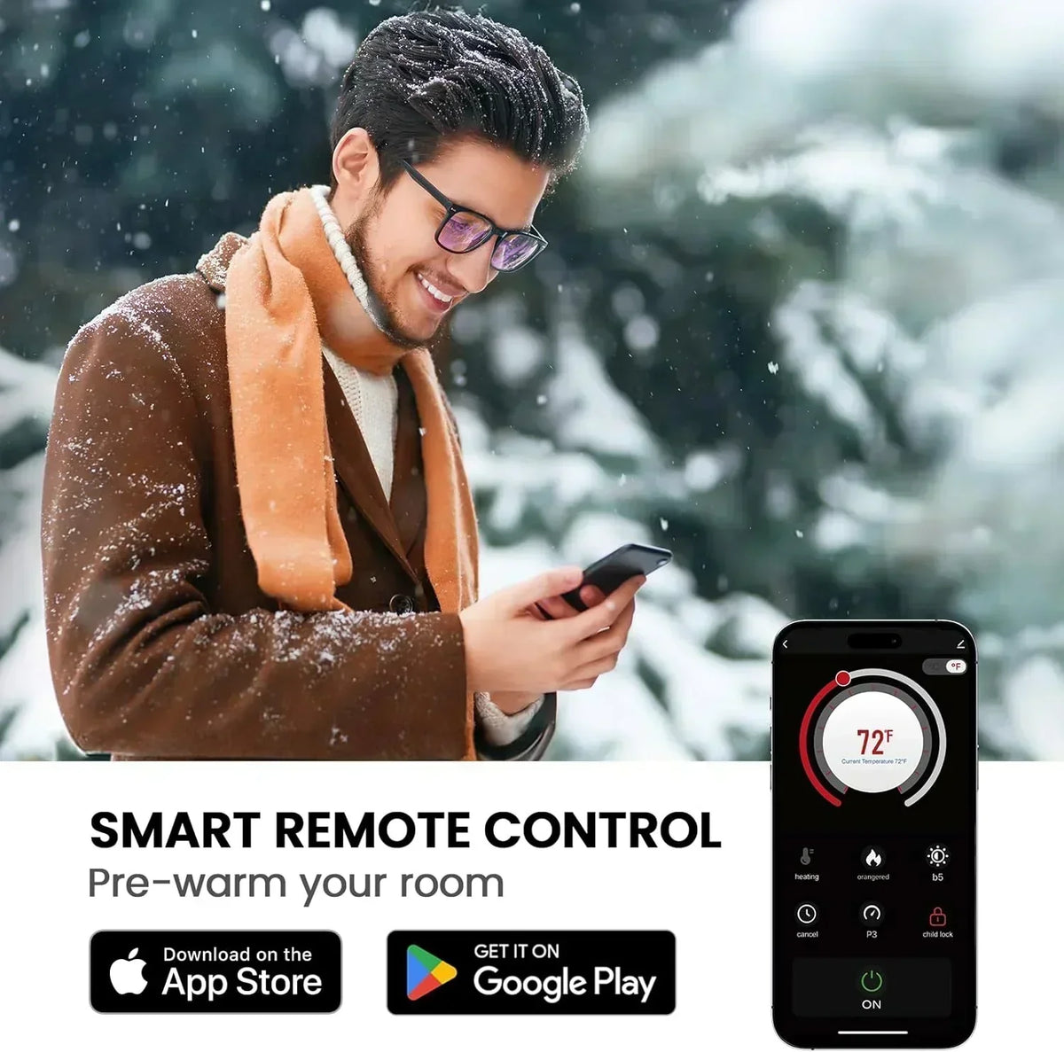 50 Smart Electric Fireplace 5300 BTU Heat Output Wall-Mount Built-In Electric Fireplace