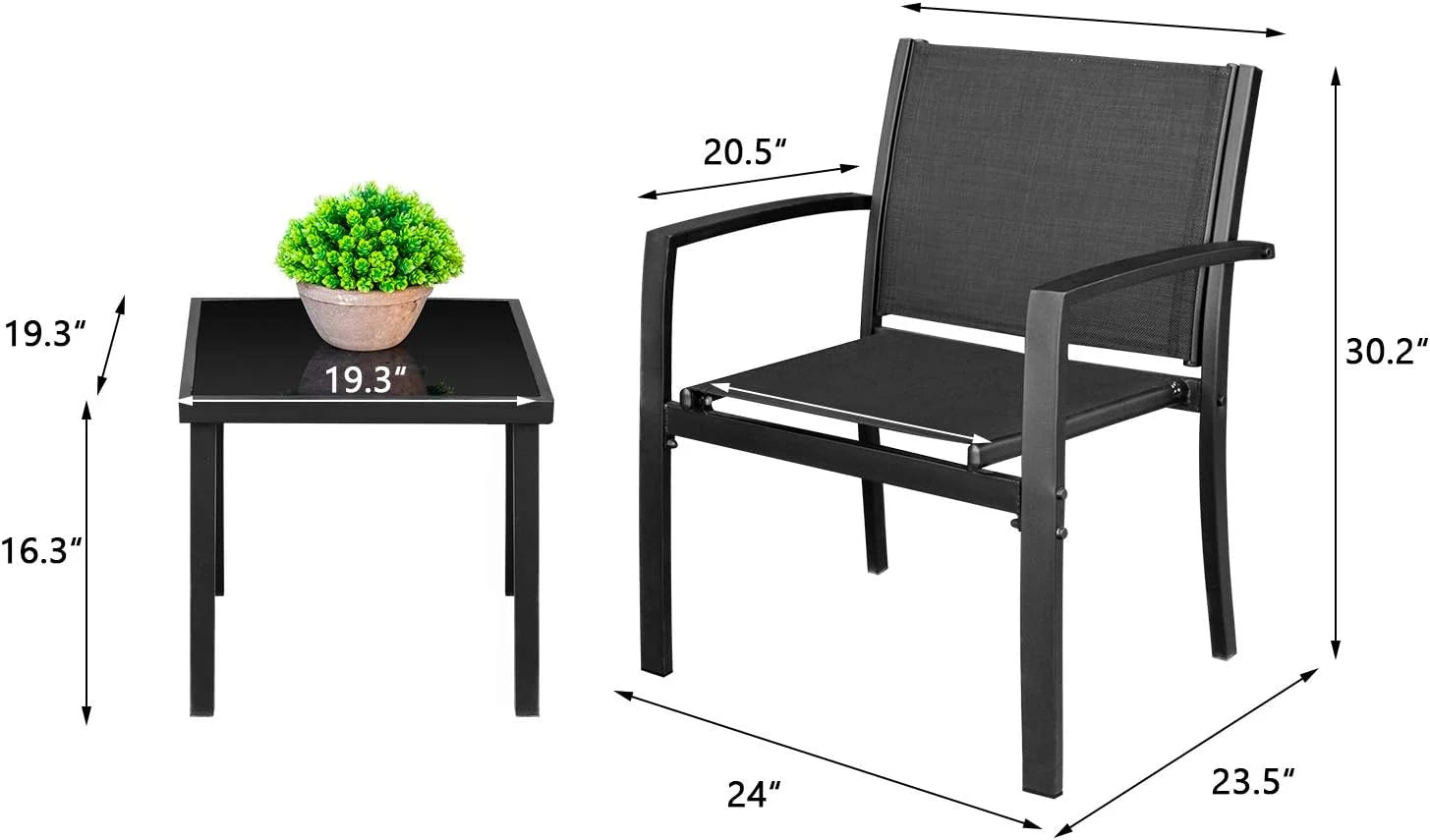 Homall Patio Dining Set 7 Pieces Outdoor Furniture Table and 6 Textilene Chairs, Light Grey