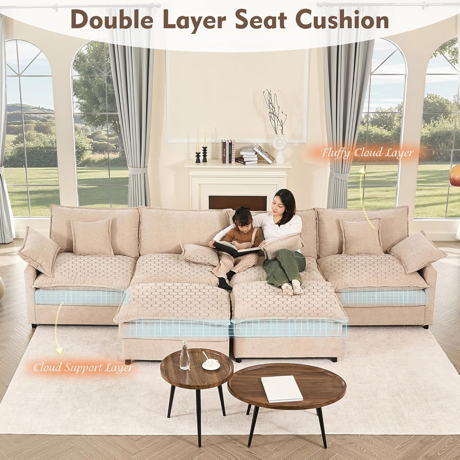 108 U-shaped sofa modular sofa three-seater comfortable cloud sofa