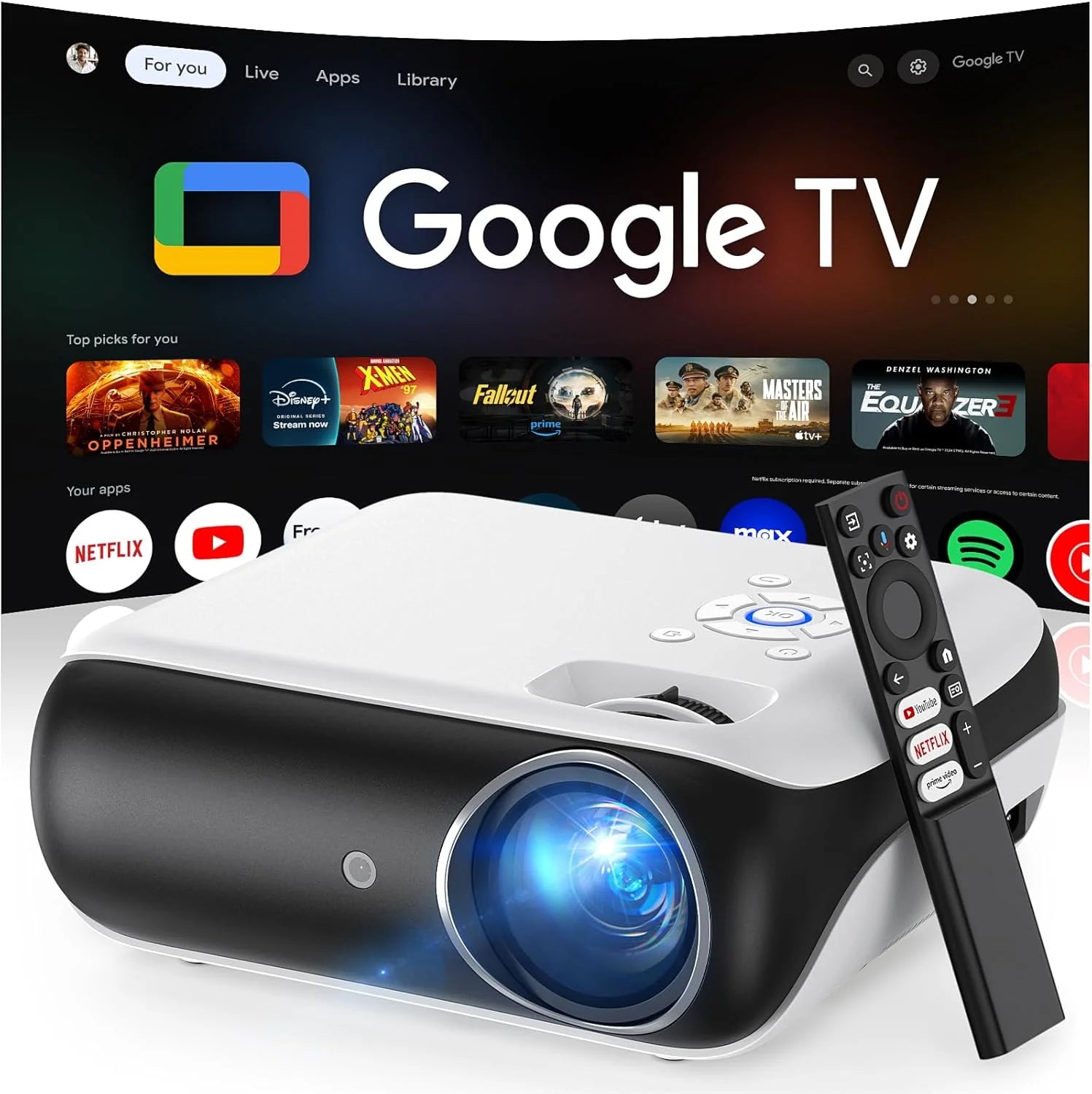 HAPPRUN Native 1080P Bluetooth Mini Projector, Full HD Portable Outdoor Movie Projector