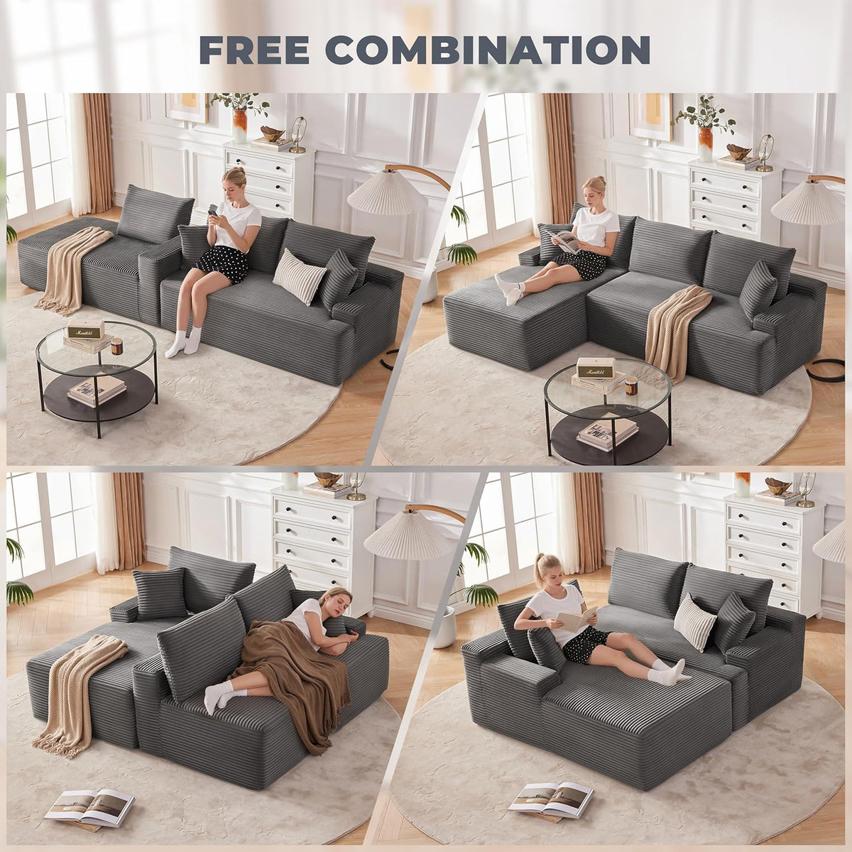 110-inch cloud sofa boneless sofa in the living room modular sofa with deep seats