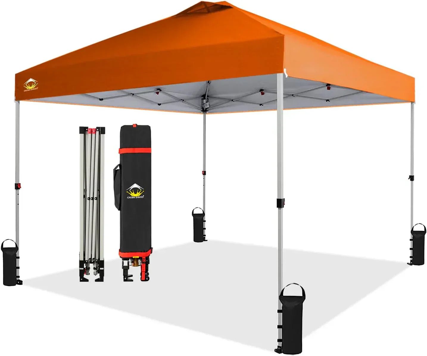 10x10 Pop-Up Awning One-Click Installation Beach Tent Outdoor Sunshade Silver Coated Top