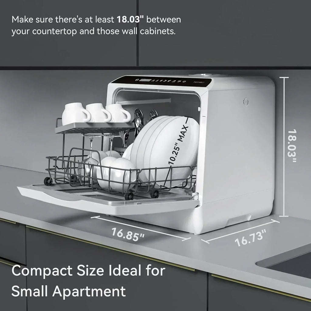 Hermitlux tabletop dishwasher 7 wash programs portable mini dishwasher