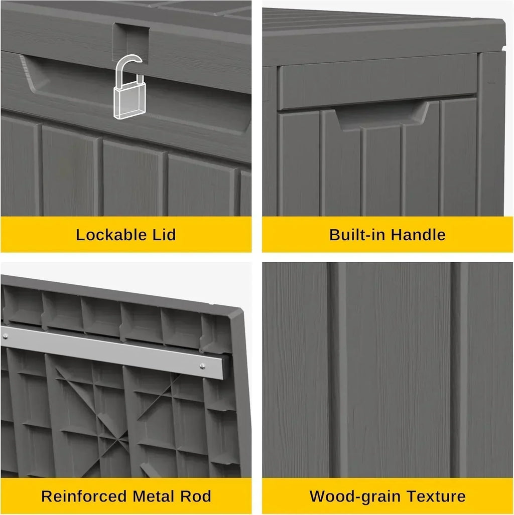 EAST OAK Outdoor Storage Box 60 Gallon Deck Box Indoor and Outdoor Use Waterproof Resin Storage