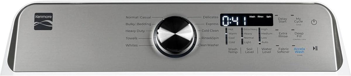 4.5 cu. ft. Top Load Washer with Triple Action Impeller for Tough Dirt & Stains-Reduce Laundry Time with Accela and Express Wash-LED, White