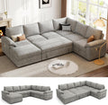 108 Inch Sectional Sleeper Sofa with Pull Out Bed, U Shaped 7 Seat Modular Sectional Sofa