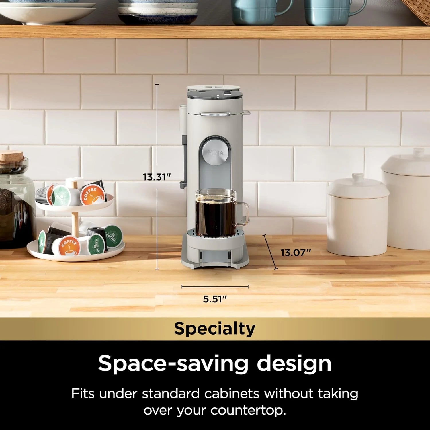 Ninja Pod & Grounds Single-Serve Coffee Maker 56-oz. Reservoir Stone PB051ST