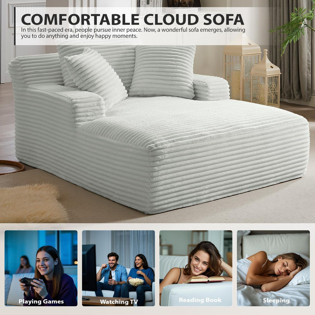 50-inch indoor recliner oversized corduroy upholstered boneless sofa bed deep sleeper sofa