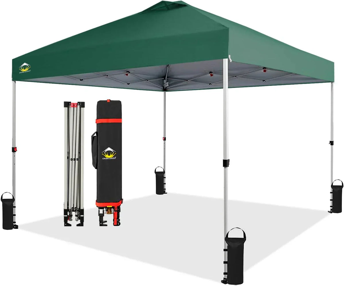 10x10 Pop-Up Awning One-Click Installation Beach Tent Outdoor Sunshade Silver Coated Top