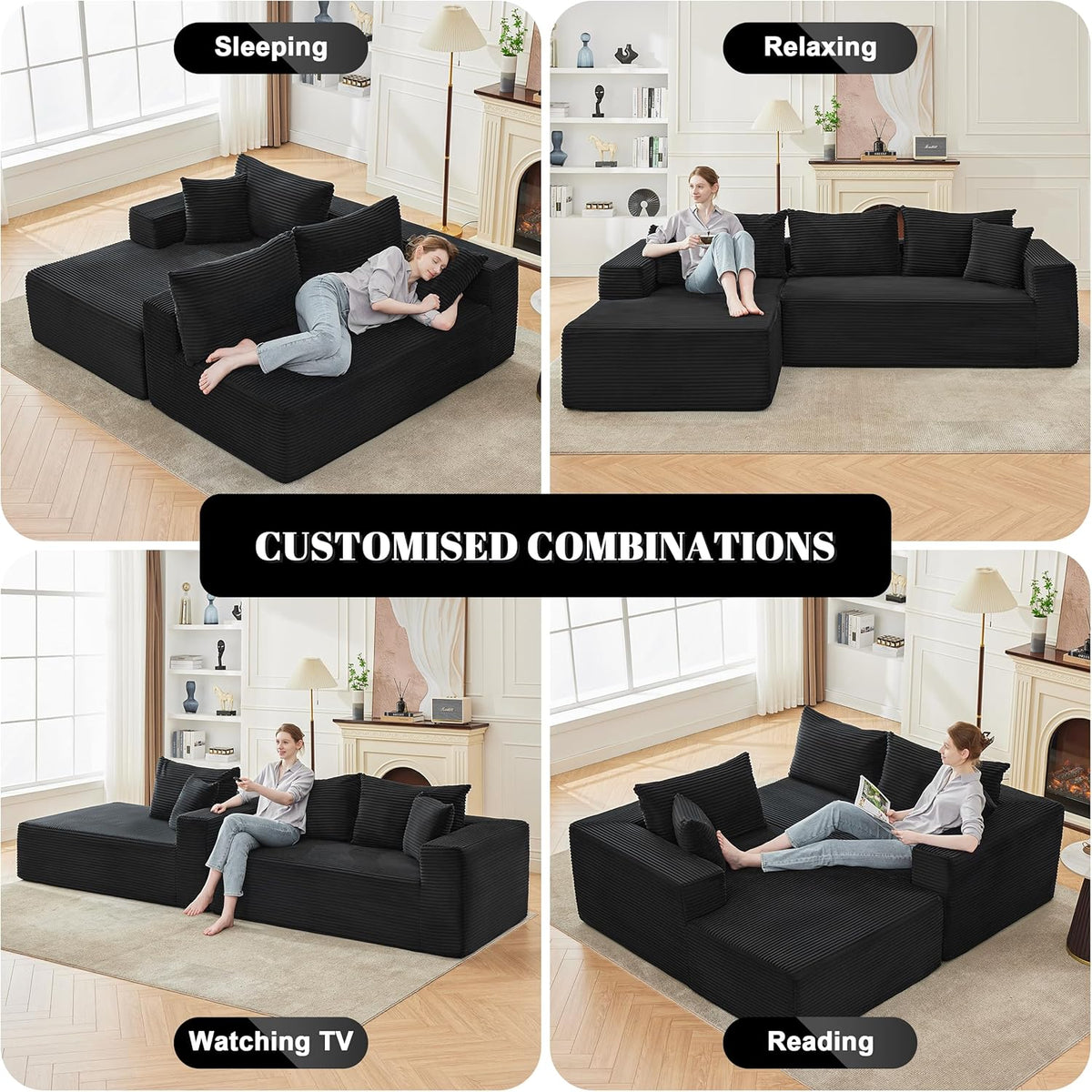 110-inch cloud sofa boneless sofa in the living room modular sofa with deep seats