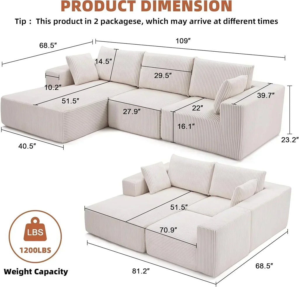 108 inch sectional sofa cloud sectional sofa with deep seat modern sectional L shaped sofa
