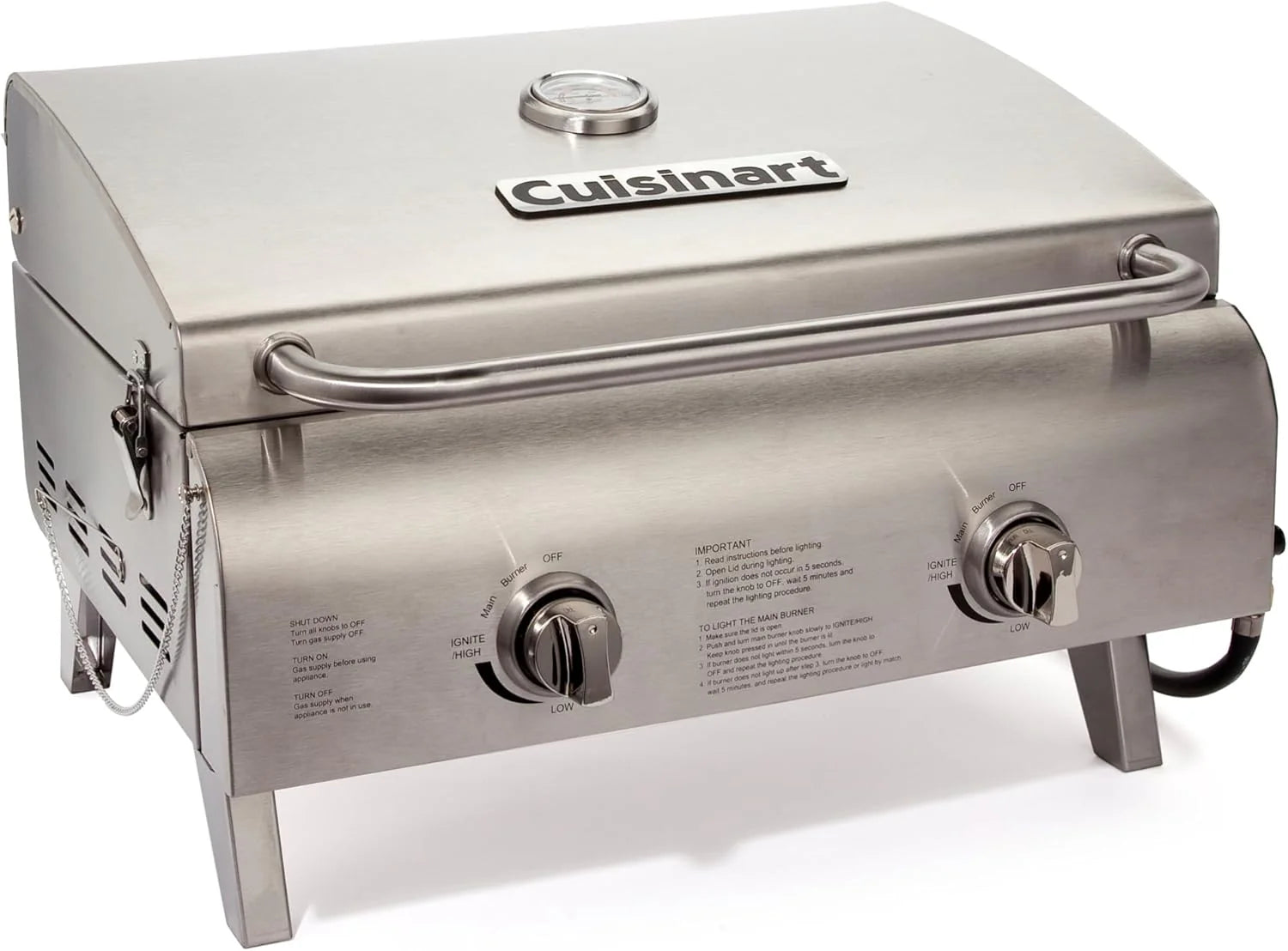 Cuisinart Chef's Style Tabletop Portable Propane Grill 20000 BTU 2-Burner Outdoor Gas Grill
