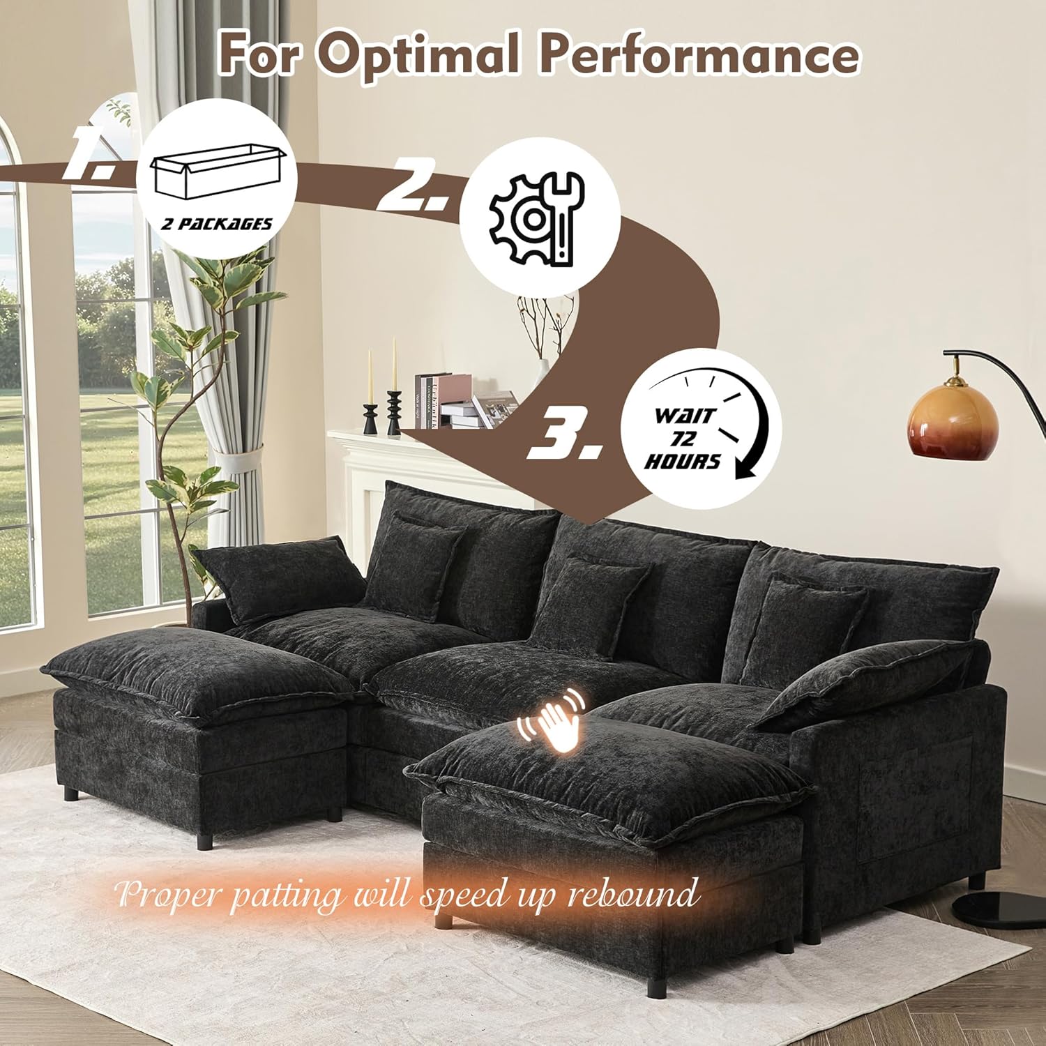 108 U-shaped sofa modular sofa three-seater comfortable cloud sofa