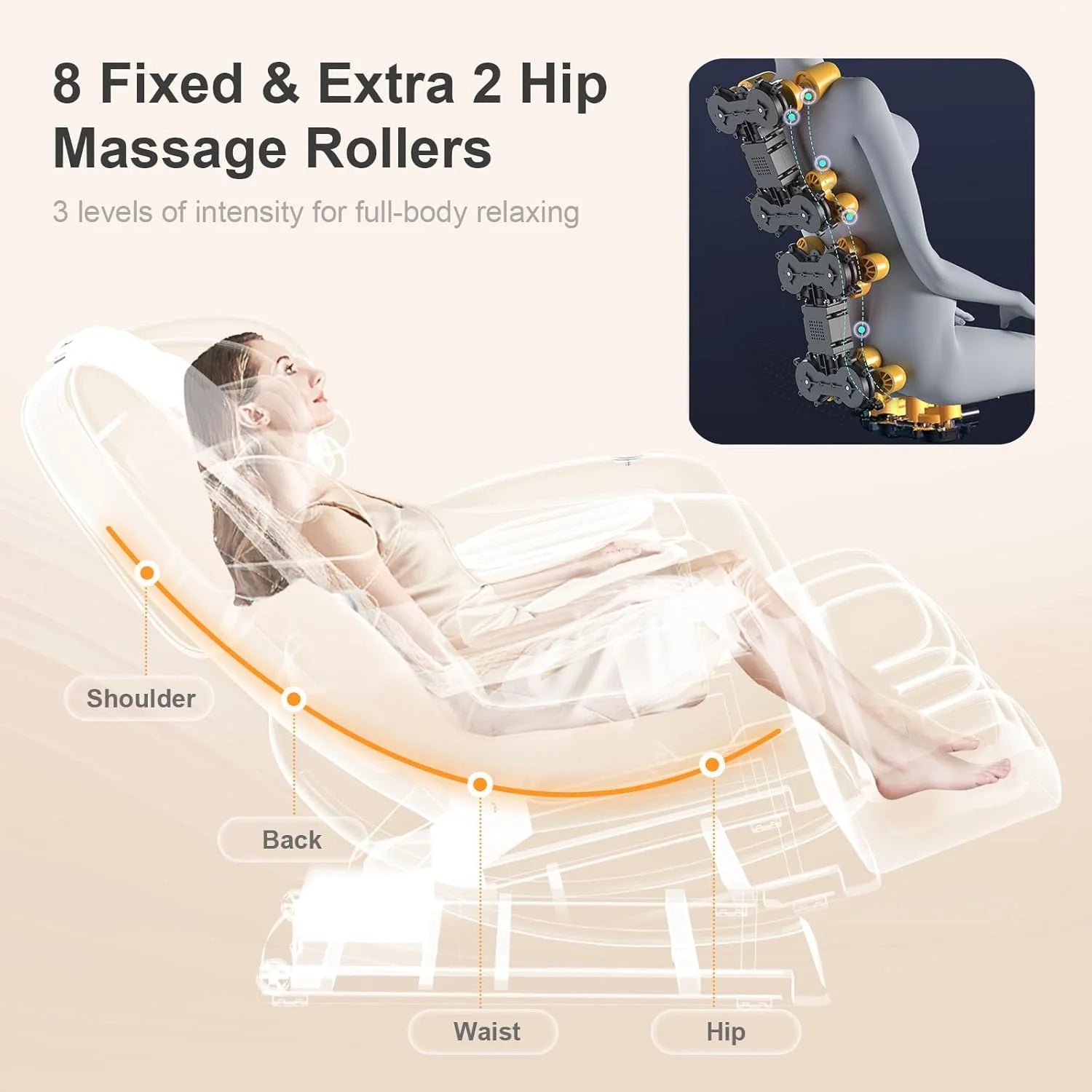 2025 Massage Chair Full Body, Zero Gravity Massage Chair with 10 Fix Rollers, Heating, Foot Massage, Auto Modes, Bluetooth Speaker, Touch Screen Controller (Brown Premium)